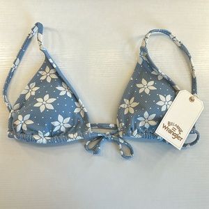Billabong x Wrangler blue flower swimsuit top